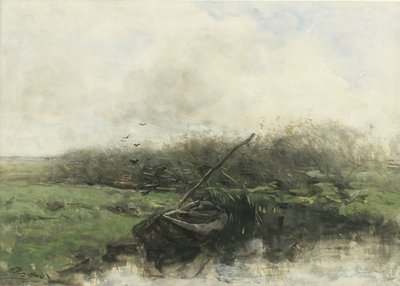 Barco a remos numa vala de Willem Maris