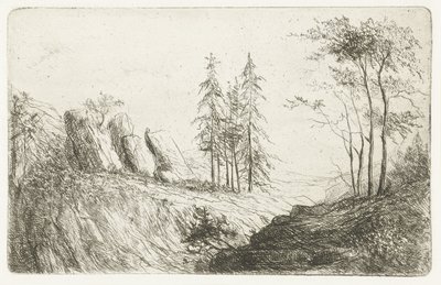 Paisagem montanhosa com árvores de Willem Matthias Jan van Dielen