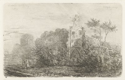 Paisagem com ruína e duas figuras de Willem Matthias Jan van Dielen