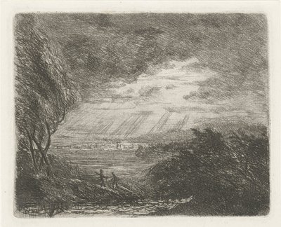 Paisagem com duas figuras na tempestade e chuva de Willem Matthias Jan van Dielen