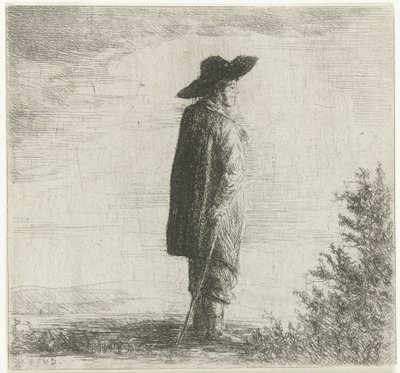Homem com chapéu e cana na paisagem de Willem Matthias Jan van Dielen