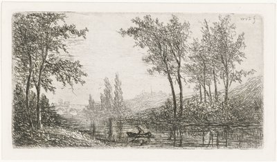 Paisagem fluvial com barco de Willem Matthias Jan van Dielen