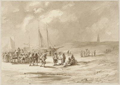 Praia com pescadores de Willem Pieter Hoevenaar