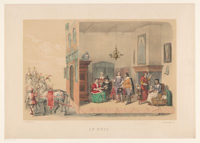 Segundo grupo de máscaras de Utrecht em 1856
Na casa (título sobre o objecto)
A nossa pátria por volta de meados do século XVII, apresentada por estudantes de H.H., membros de Mutua Fides, por ocasião do 220º aniversário da Universidade de Utrecht, 25 de de Willem Pieter Hoevenaar