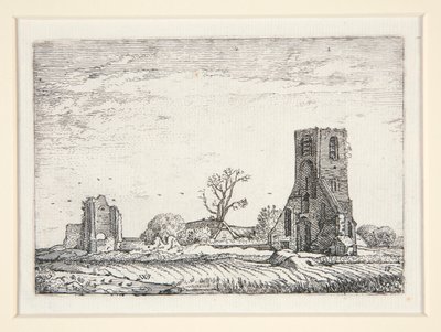 Ruínas de uma igreja (Capela de Eykenduynen perto de Haia), Placa 10 de The Set of the Landscapes de Willem Pietersz. Buytewech