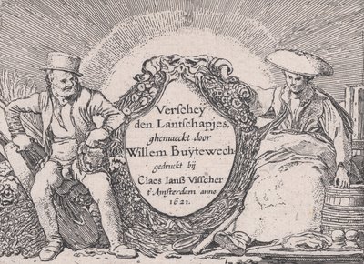 Página de título, de Verscheyden Landtschapjes Various Little Landscapes, Plate 1, ca. 1616, de Willem Pietersz. Buytewech