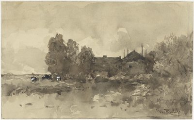 paisagem com fazenda de Willem Roelofs (I)