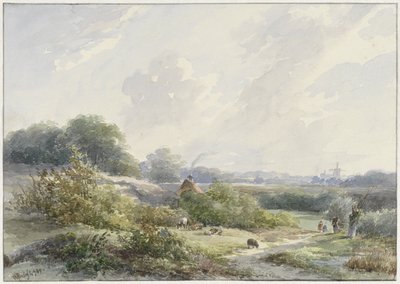 Paisagem com quinta e gado de Willem Roelofs (I)