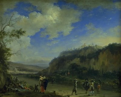 Paisagem com cavalheiros jogando Pall-Mall de Willem Schellinks