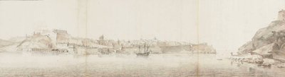 Vista de Valletta na ilha de Malta, vista de Senglea de Willem Schellinks