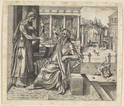 Sara pede a Abraão que envie Hagar e Ismael embora
História de Hagar e Ishmael (título da série) de Willem Thibaut