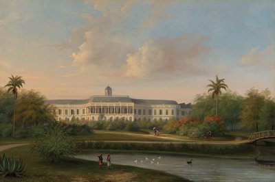 Vista traseira do Palácio Buitenzorg antes do terremoto de 10 de outubro de 1834 de Willem Troost (II)