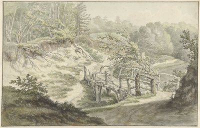 Paisagem dunar com ponte de madeira de Willem Uppink