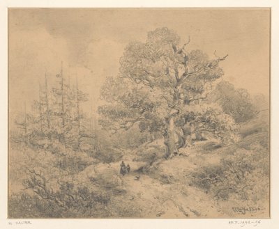 Paisagem com árvores, duas figuras e um cachorro de Willem Valter Pzn