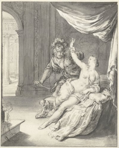 Tarquínio ameaça Lucrécia de Willem Van Mieris