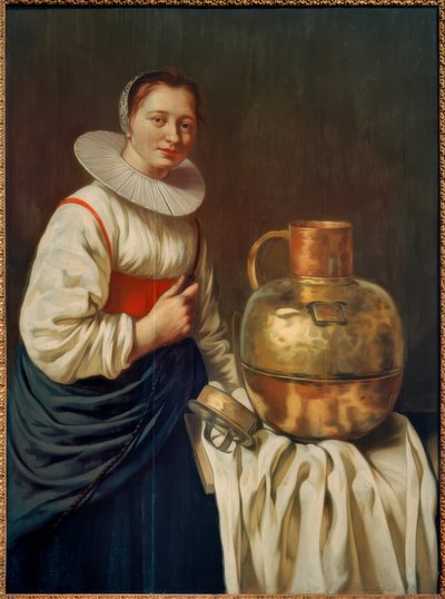 Uma mulher com um pote de cobre de Willem Van Odekercken