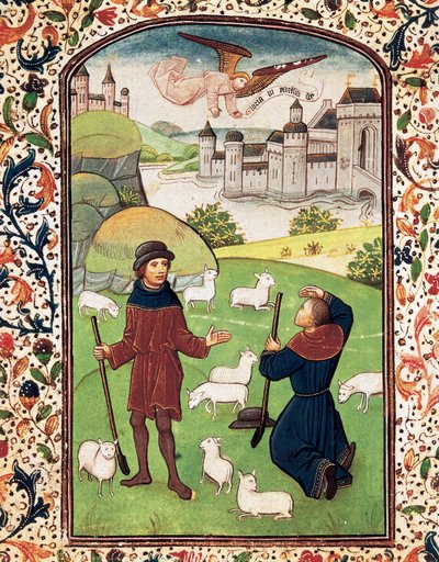 Anunciação feita aos pastores (miniatura) de Willem Vrelant