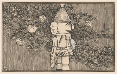Quebra-nozes com capa de hussardo junto a uma árvore de Natal de Ludwig Willem Reymert Wenckebach