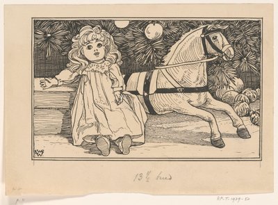Boneca e cavalo de peluche debaixo de uma árvore de Natal de Ludwig Willem Reymert Wenckebach