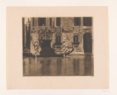 Gôndola amarrada com super-estrutura num canal em Veneza
Gôndola com super-estrutura no Grande Canal, Veneza (título original) de Willem Witsen (signed by artist)