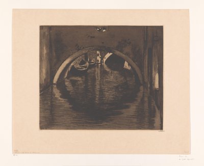 Vista debaixo de uma ponte com dois barcos a remos Sob a Ponte, Veneza (título original) de Willem Witsen (signed by artist)