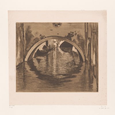 Vista debaixo de uma ponte com dois barcos a remos Sob a Ponte, Veneza (título original) de Willem Witsen (signed by artist)