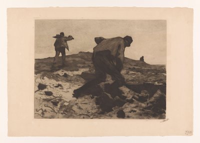 Trabalhadores agrícolas na charneca Pilotos de pilha (título original) de Willem Witsen (signed by artist)