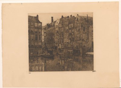 Oudezijds Voorburgwal e o Oudezijds Kolk em Amsterdão de Willem Witsen (signed by artist)