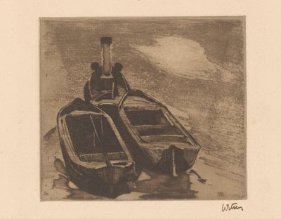 Rebocador com duas barcaças de Willem Witsen (signed by artist)