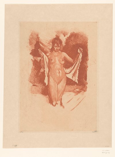 Mulher nua, em pé, a secar-se de Willem Witsen (signed by artist)