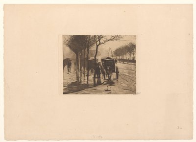 Carruagens de espera no Victoria Embankment em Londres de Willem Witsen (signed by artist)