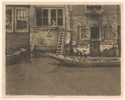 Fachadas traseiras da Voorstraat 463, 465 e 467 em Dordrecht de Willem Arnoldus Witsen