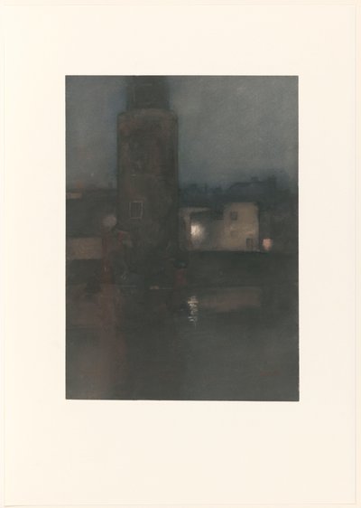 A Montelbaanstoren em Amesterdão à noite de Willem Arnoldus Witsen