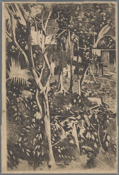 A família no jardim do Hotel Bellevue, Buitenzorg de Willem Arnoldus Witsen