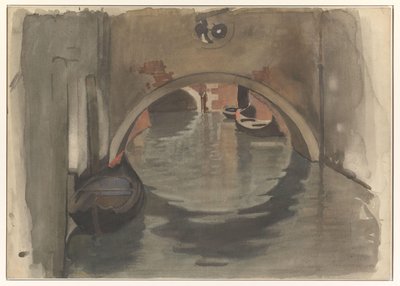 Vista sob uma ponte em arco em Veneza de Willem Arnoldus Witsen