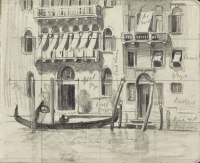 Casas com toldos sobre varandas no Grande Canal em Veneza de Willem Arnoldus Witsen