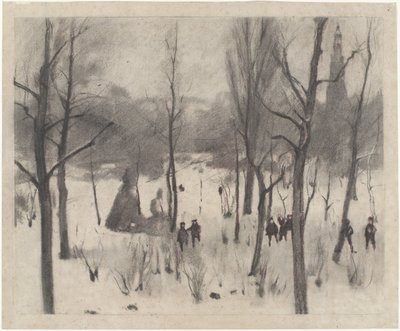 Crianças entre as árvores na neve de Willem Arnoldus Witsen