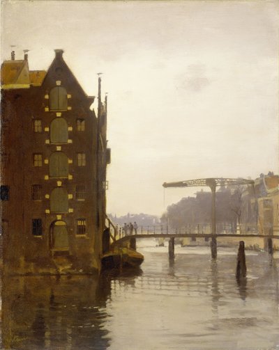 Armazéns num canal de Amsterdão em Uilenburg de Willem Arnoldus Witsen