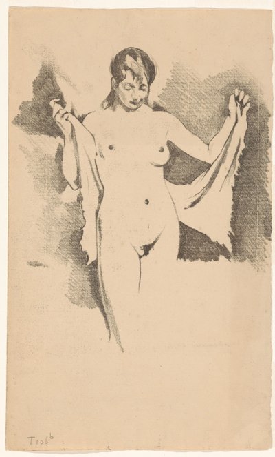 Mulher nua, em pé, a secar-se de Willem Arnoldus Witsen