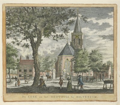 Igreja e tribunal em Hilversum em 1762 (antes do incêndio de 1766) A Igreja e o Regthuis em Hilversum (título no objeto) de Willem Writs