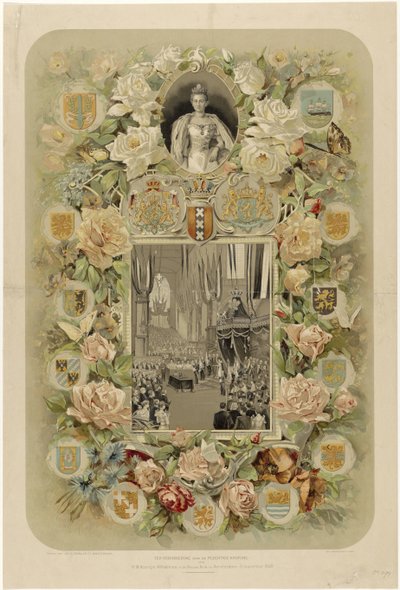 Em memória da Coroação Solene de HM Rainha Wilhelmina, no Nieuwe Kerk em Amsterdã - 6 de setembro de 1898 (título no objeto) de Willem Zwart