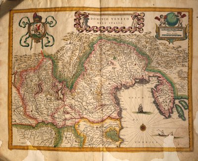 Mapa do território sob domínio do Veneto, Itália, da Regionum Italiae de Willem Blaeu de Willem and Joan  Blaeu
