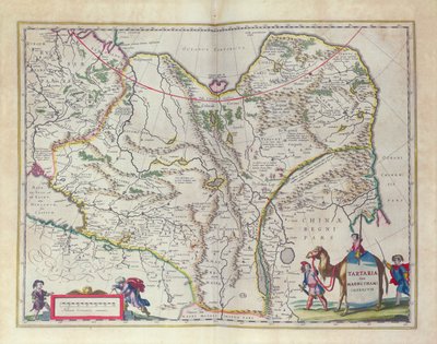 Mapa, de, sibéria, e, china, de, a, dourado, mundo, teatro, novo atlas, 1645 de Willem Janszoon Blaeu