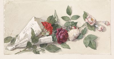 Bouquet de rosas e pelargonium de Willem de Famars Testas