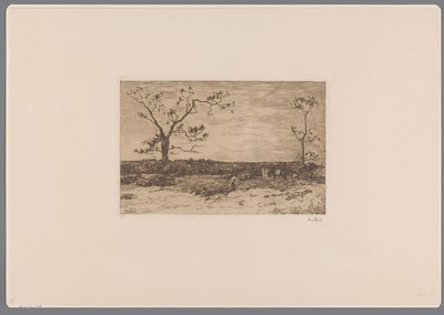Paisagem com árvores nuas e lenhadores Carregando talhadia (título original) de Willem de Zwart (signed by artist)