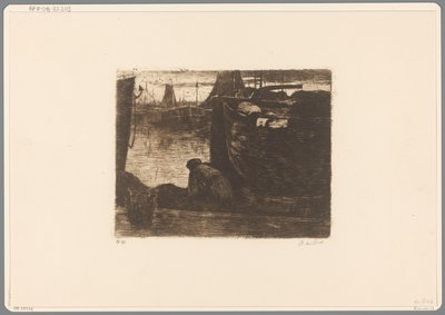 Homem no cais de um porto No cais (título original) de Willem de Zwart (signed by artist)