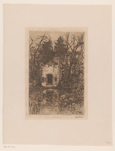 Ruína em uma lagoa Ruínas em uma lagoa (Lage Vuursche) (título original) de Willem de Zwart (signed by artist)
