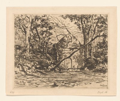 Ruína numa floresta
Ruína com árvore arrancada (Lage Vuursche) (título original) de Willem de Zwart