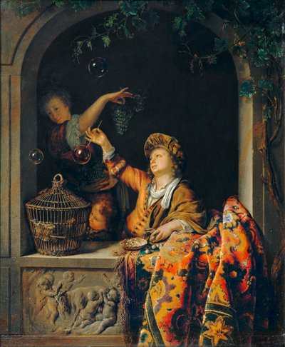 Bolhas de sabão ... de Willem van (after) Mieris