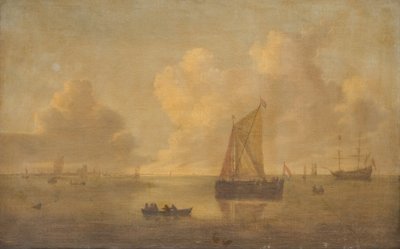 Seascape com uma cidade ao fundo de Willem van Diest